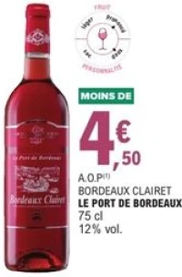 A.O.P Bordeaux Clairet Le Port de Bordeaux