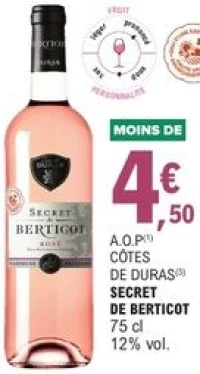 A.O.P Côtes de Duras Secret de Berticot 75 cl