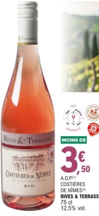 A.O.P Costières de Nîmes Rives & Terrasses Rosé 75 cl