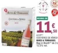 A.O.P Costières de Nîmes Rives & Terrasses Rosé Bag in Box 3 L