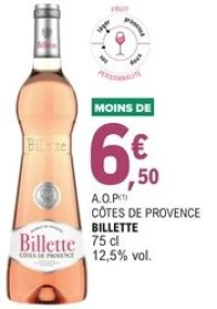 A.O.P Côtes de Provence Billette