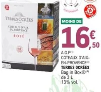 A.O.P Coteaux d'Aix-en-Provence Terres Ocrées Bag in Box 3 L