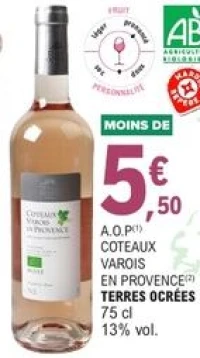 A.O.P Coteaux Varois en Provence Terres Ocrées Bio 75 cl