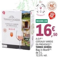 A.O.P Coteaux Varois en Provence Terres Ocrées Bag in Box 3 L
