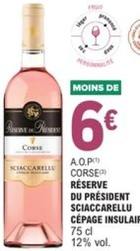 A.O.P CORSE RÉSERVE DU PRÉSIDENT SCIACCARELLU CÉPAGE INSULAIRE 75 cl