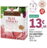 A.O.P Rosé d'Anjou Les Caractères Bag in Box 3 L
