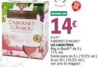 A.O.P Cabernet d'Anjou Les Caractères Bag in Box 3 L