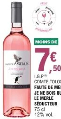 I.G.P Comte Tolosan Faute de Merles Le Merle Séducteur 75 cl