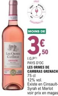 I.G.P Pays d'Oc Les Ormes de Cambras Grenache 75 cl