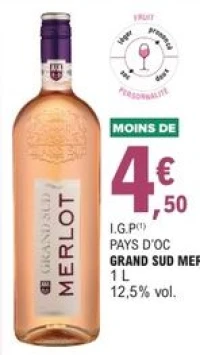 I.G.P Pays d'Oc Grand Sud Merlot 1 L