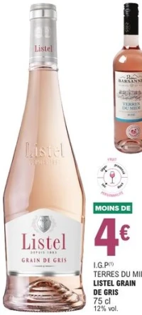 I.G.P Terres du Midi Listel Grain de Gris 75 cl
