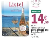 I.G.P Terres du Midi Listel Grain de Gris Bag in Box de 3 L