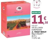 Vin de l'Union Européenne JL. Parsat Merlot Bag in Box 5L