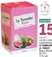 Vin de l'Union Européenne Le Tonnelier JL. Parsat Bag in Box 10L