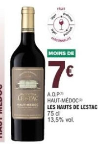 A.O.P HAUT-MÉDOC LES HAUTS DE LESTAC 75 cl