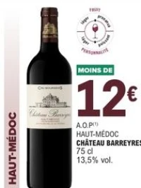 A.O.P HAUT-MÉDOC CHÂTEAU BARREYRES