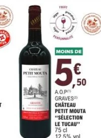 A.O.P GRAVES CHÂTEAU PETIT MOUTA "SÉLECTION LE TUCAU"