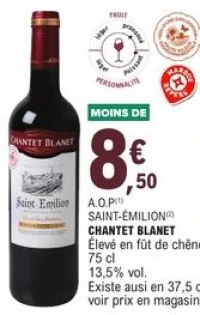 A.O.P Saint-Émilion Chantet Blanet