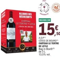 A.O.P Côtes de Bourg Château Le Tertre de Leyle Bag in Box 3L