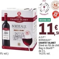 A.O.P BORDEAUX CHANTET BLANET Élevé en fût de chêne Bag in Box de 3 L