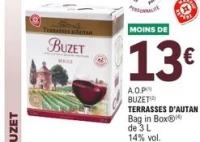 A.O.P BUZET TERRASSES D'AUTAN Bag in Box de 3 L