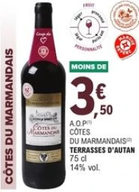 A.O.P CÔTES DU MARMANDAIS TERRASSES D'AUTAN 75 cl