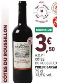 A.O.P CÔTES DU ROUSSILLON PRIEUR BARSANNE