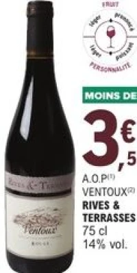 A.O.P Ventoux Rives & Terrasses Rouge 75 cl