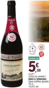 A.O.P Côtes du Rhône Rives & Terrasses Sans sulfites ajoutés