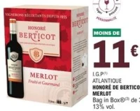 I.G.P Atlantique Honoré de Berticot Merlot Bag in Box 3 L