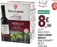 I.G.P Pays d'Oc Vieux Carion Merlot Bag in Box 3L