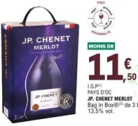 I.G.P PAYS D'OC JP. CHENET MERLOT Bag in Box de 3 L
