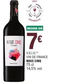 V.S.I.G. Vin de France Nous Cinq 75 cl
