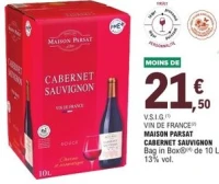 Maison Parsat Cabernet Sauvignon Bag in Box 10 L