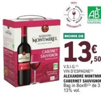 Vin d'Espagne Alexandre Montmirel Cabernet Sauvignon Bio Bag in Box 3 L