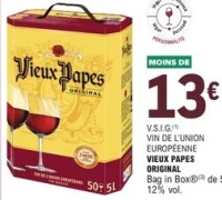 Vin rouge Vieux Papes Original Bag in Box 5 L