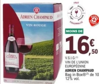 Vin rouge Adrien Champaud Bag in Box 10 L