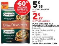PLATS CUISINES A LA PROVENCALE CASSEGRAIN Ratatouille, Aubergines ou courgettes