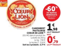 Camembert pasteurisé Coeur de Lion