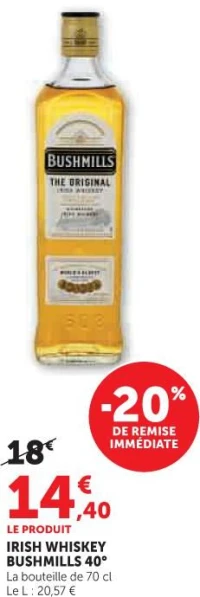 IRISH WHISKEY BUSHMILLS 40°