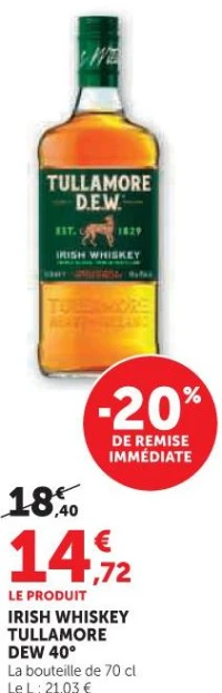 IRISH WHISKEY TULLAMORE DEW 40°