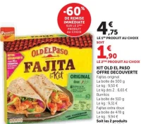 Kit Old El Paso Offre Decouverte Fajitas original, Burritos ou Fajitas extra doux