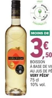 Boisson à base de vin au jus de pêche Very Pêch'