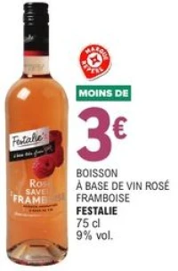 Boisson à base de vin rosé framboise Festalie