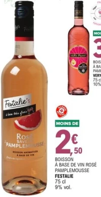 Boisson à base de vin rosé pamplemousse Festalie