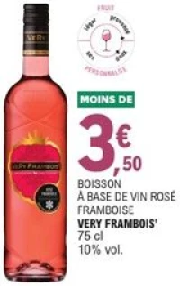 Boisson à base de vin rosé framboise Very Frambois'