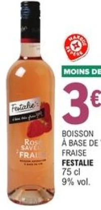 Boisson à base de vin rosé Fraise Festalie