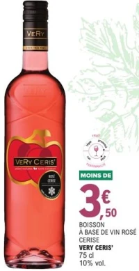 Boisson à base de vin rosé Cerise Very Ceris'