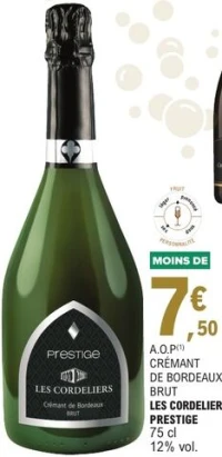 A.O.P Crémant de Bordeaux Brut Les Cordeliers Prestige