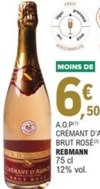 A.O.P Crémant d'Alsace Brut Rosé Rebmann 75 cl